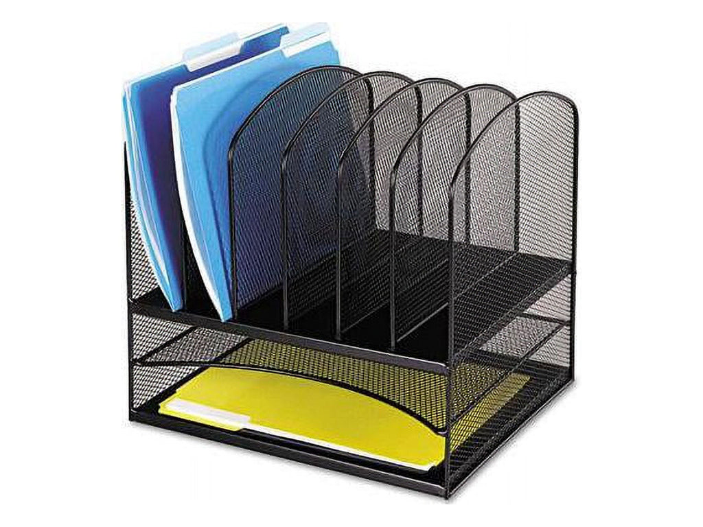 , Onyx 2 Horizontal/6 Upright Desk Organizer, 1 Each, Black