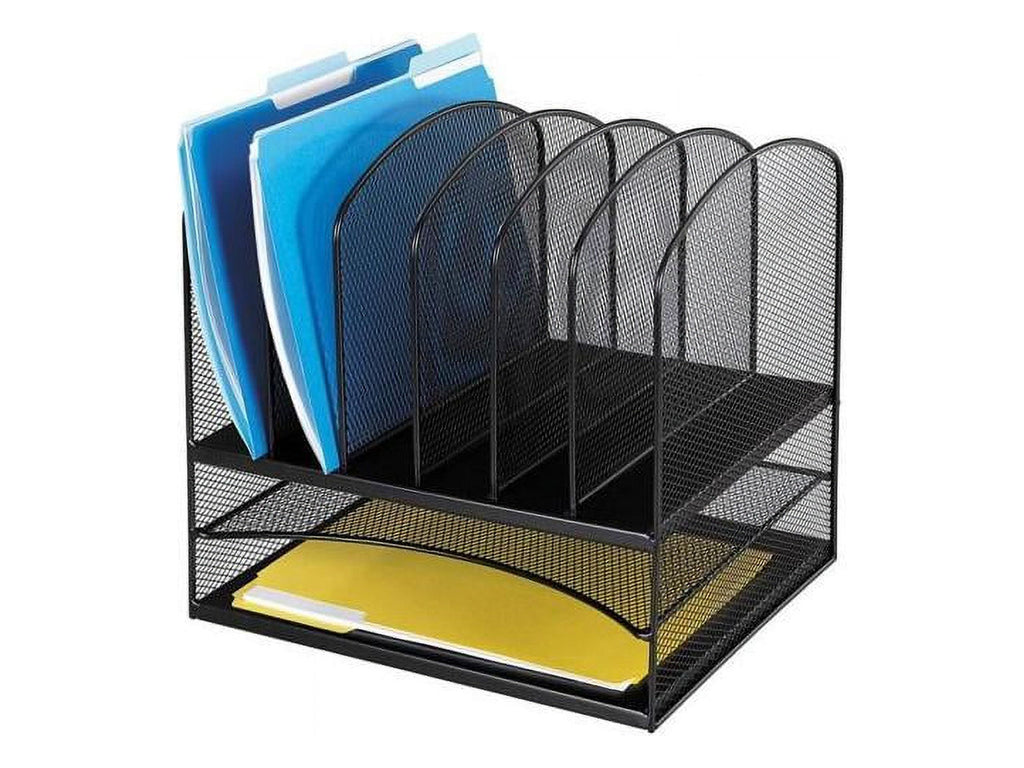 , Onyx 2 Horizontal/6 Upright Desk Organizer, 1 Each, Black