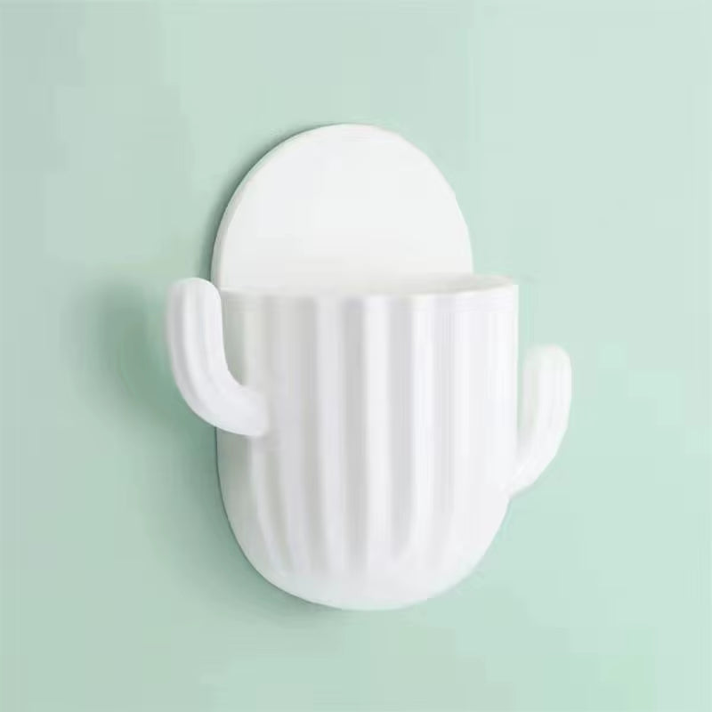 Toothbrush Holder Wall Self-Adhesive Seamless Cactus Storage Rack Box Organizer Bathroom Shelf Shower Accessories