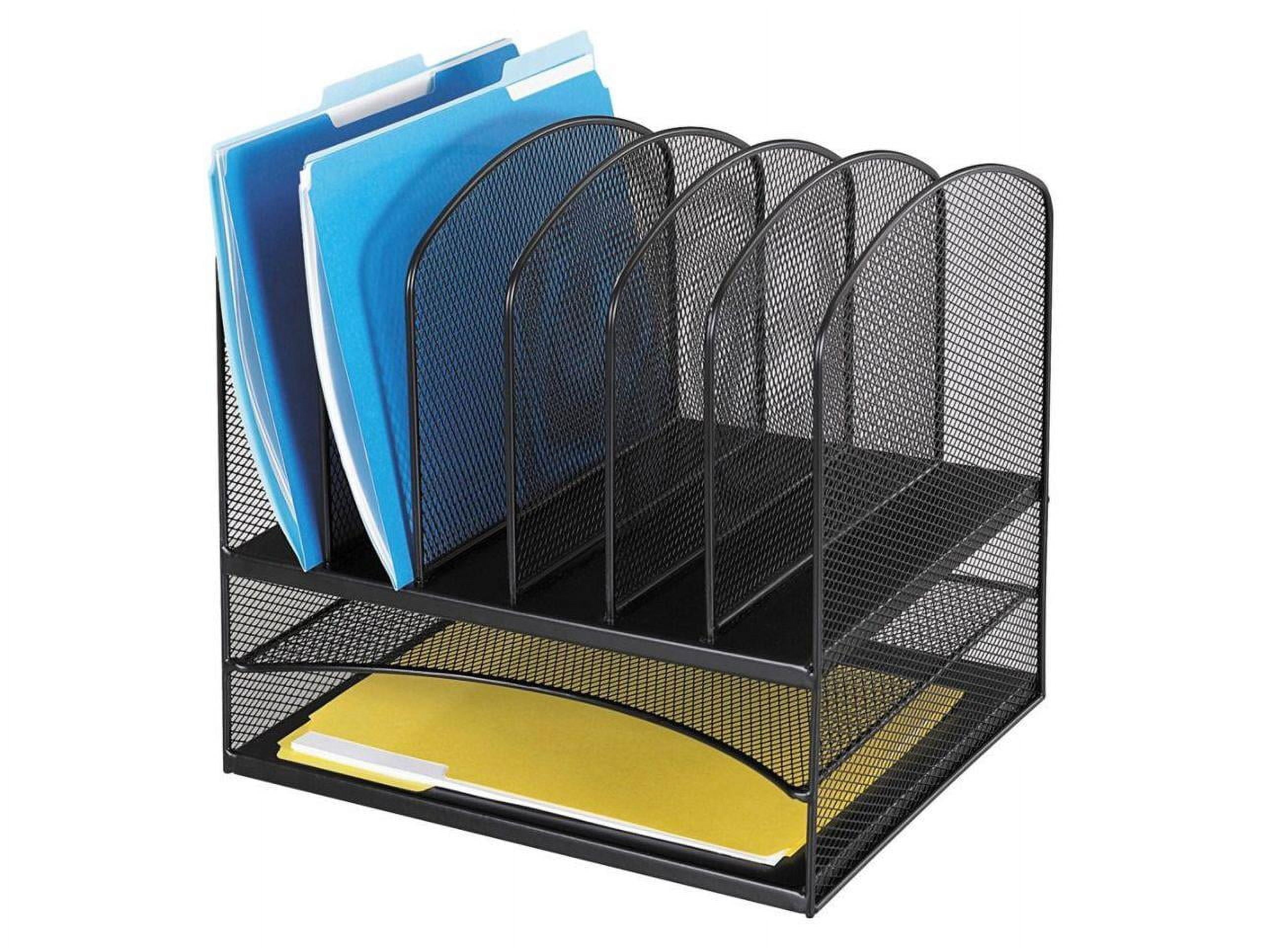, Onyx 2 Horizontal/6 Upright Desk Organizer, 1 Each, Black