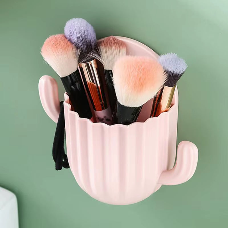 Toothbrush Holder Wall Self-Adhesive Seamless Cactus Storage Rack Box Organizer Bathroom Shelf Shower Accessories