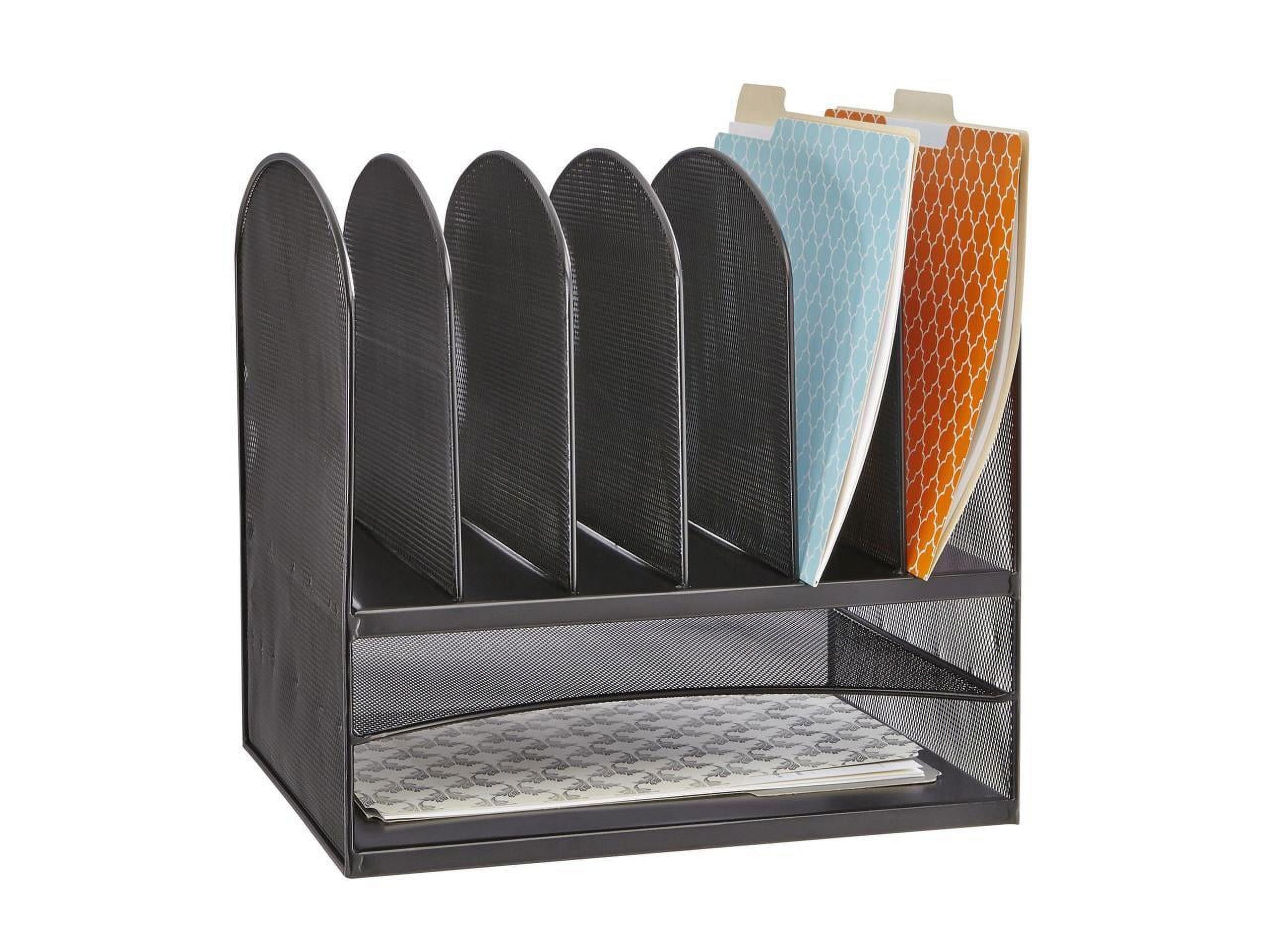 , Onyx 2 Horizontal/6 Upright Desk Organizer, 1 Each, Black