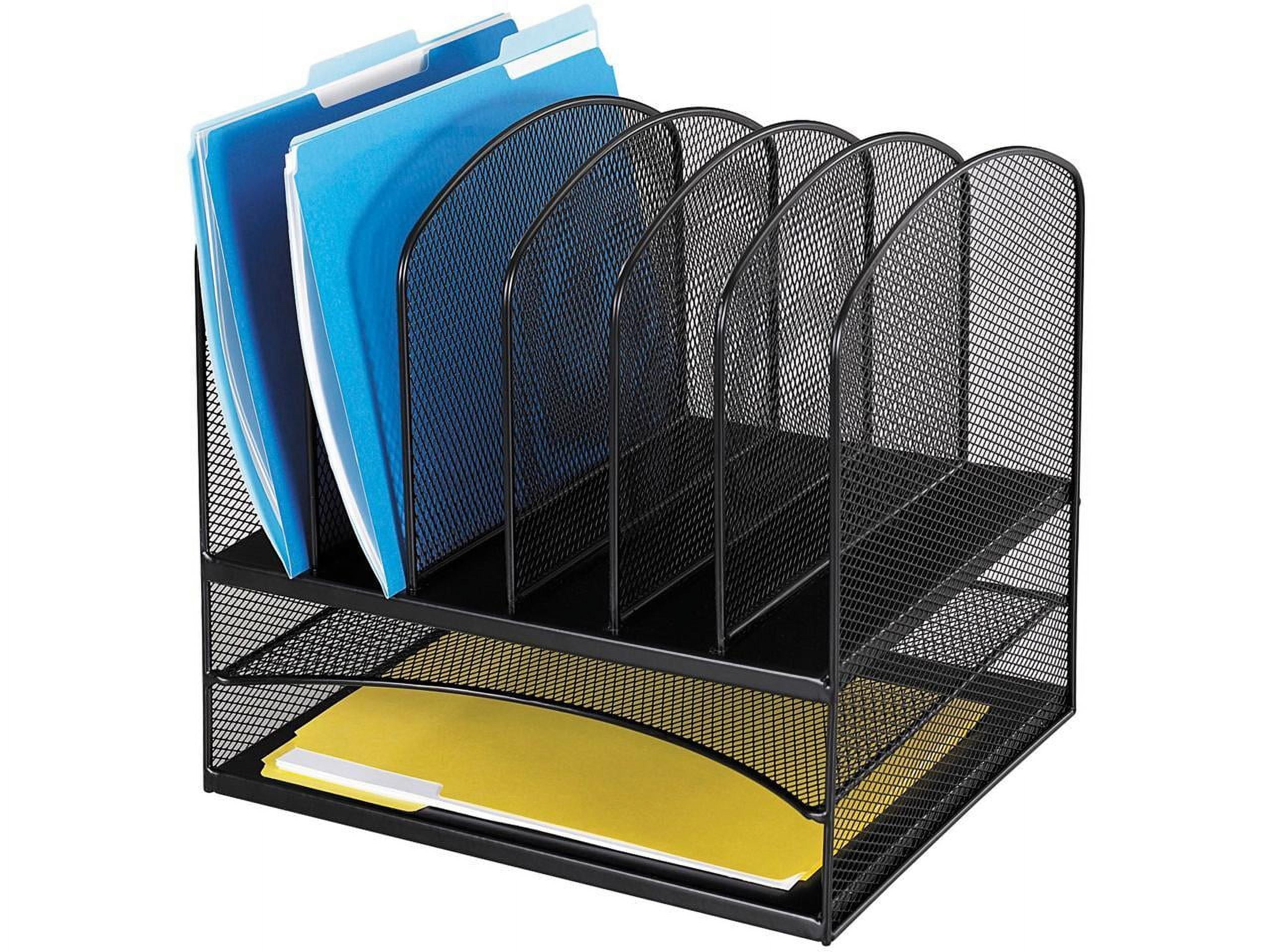 , Onyx 2 Horizontal/6 Upright Desk Organizer, 1 Each, Black