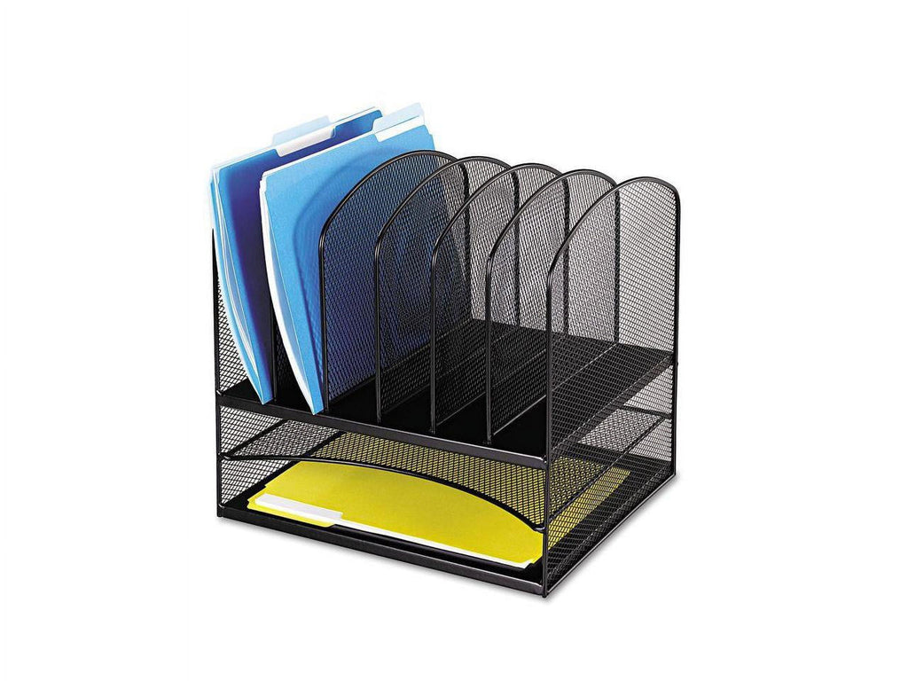 , Onyx 2 Horizontal/6 Upright Desk Organizer, 1 Each, Black