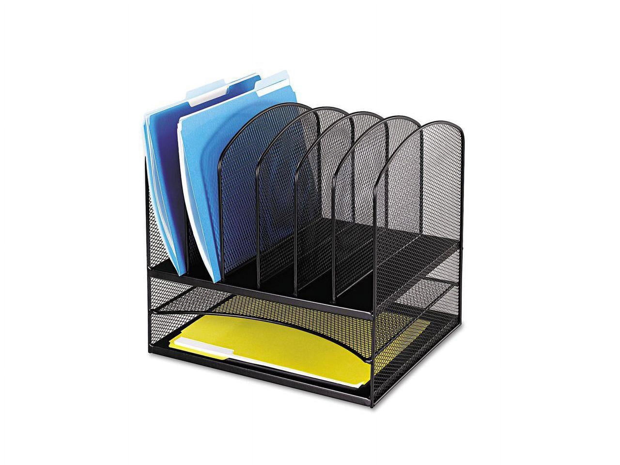 , Onyx 2 Horizontal/6 Upright Desk Organizer, 1 Each, Black