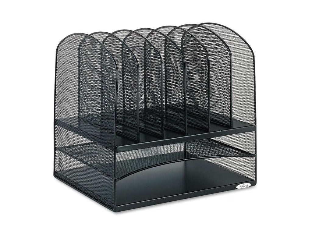 , Onyx 2 Horizontal/6 Upright Desk Organizer, 1 Each, Black