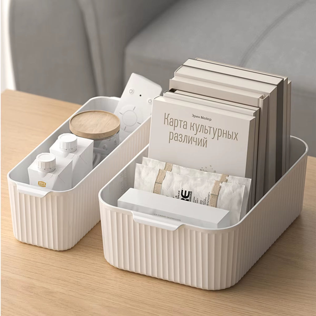 Bathroom Storage Box Makeup Organizer Plastic Desktop Cosmetics Organizer Multifunctional Toiletries Storage Basket