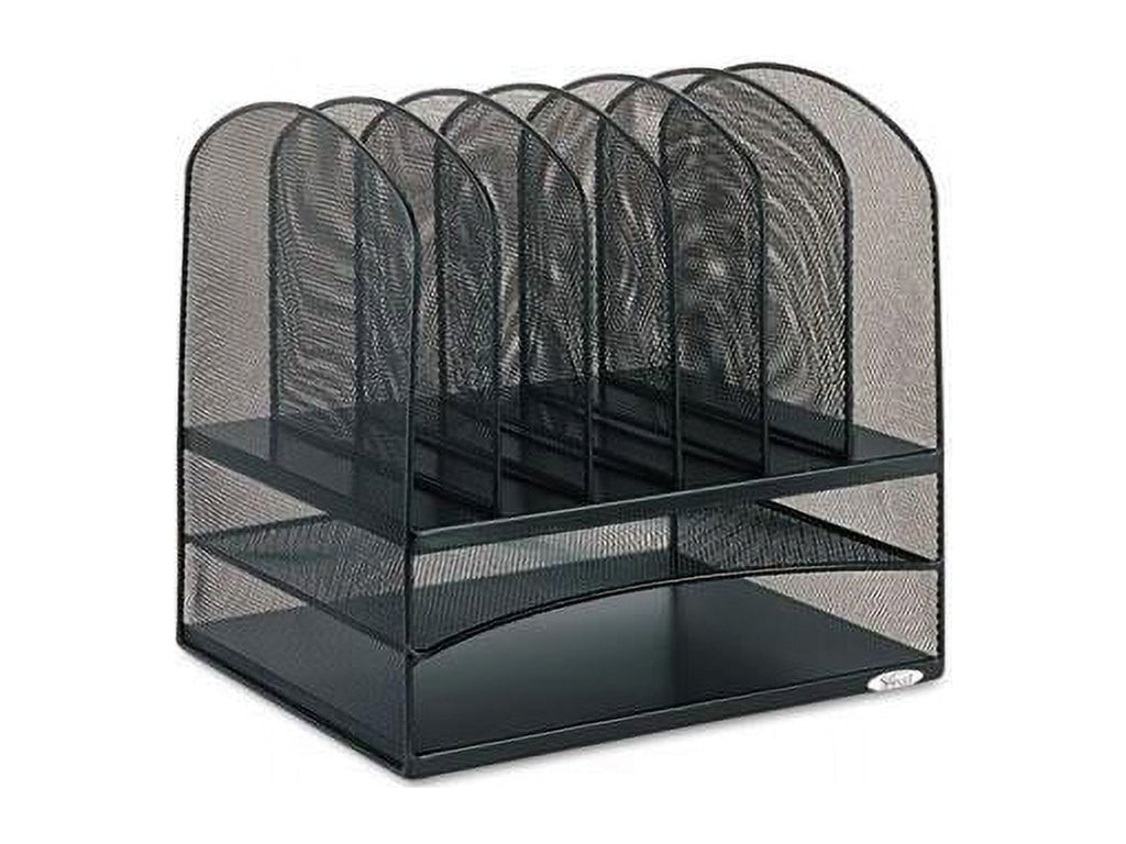 , Onyx 2 Horizontal/6 Upright Desk Organizer, 1 Each, Black