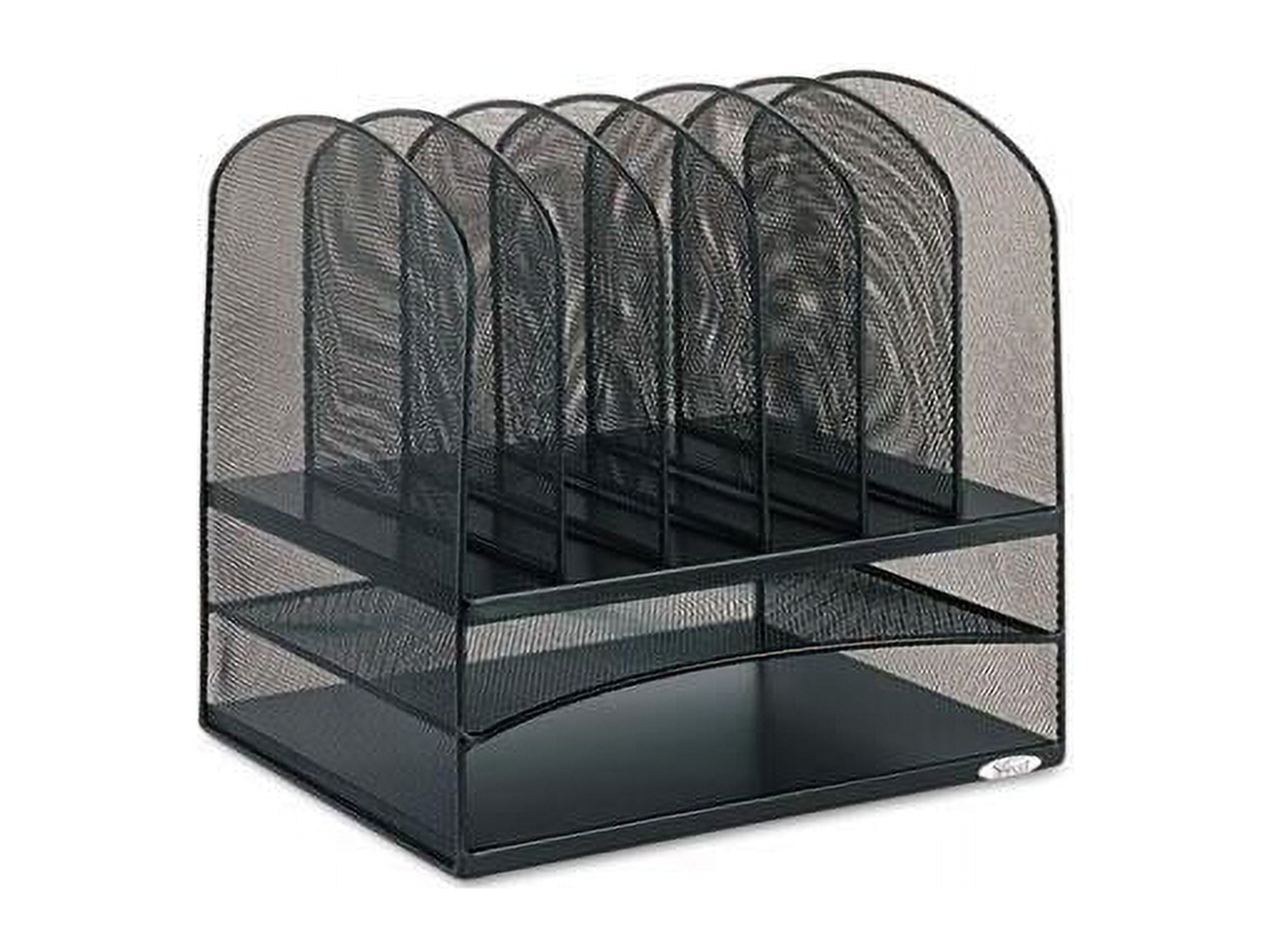 , Onyx 2 Horizontal/6 Upright Desk Organizer, 1 Each, Black