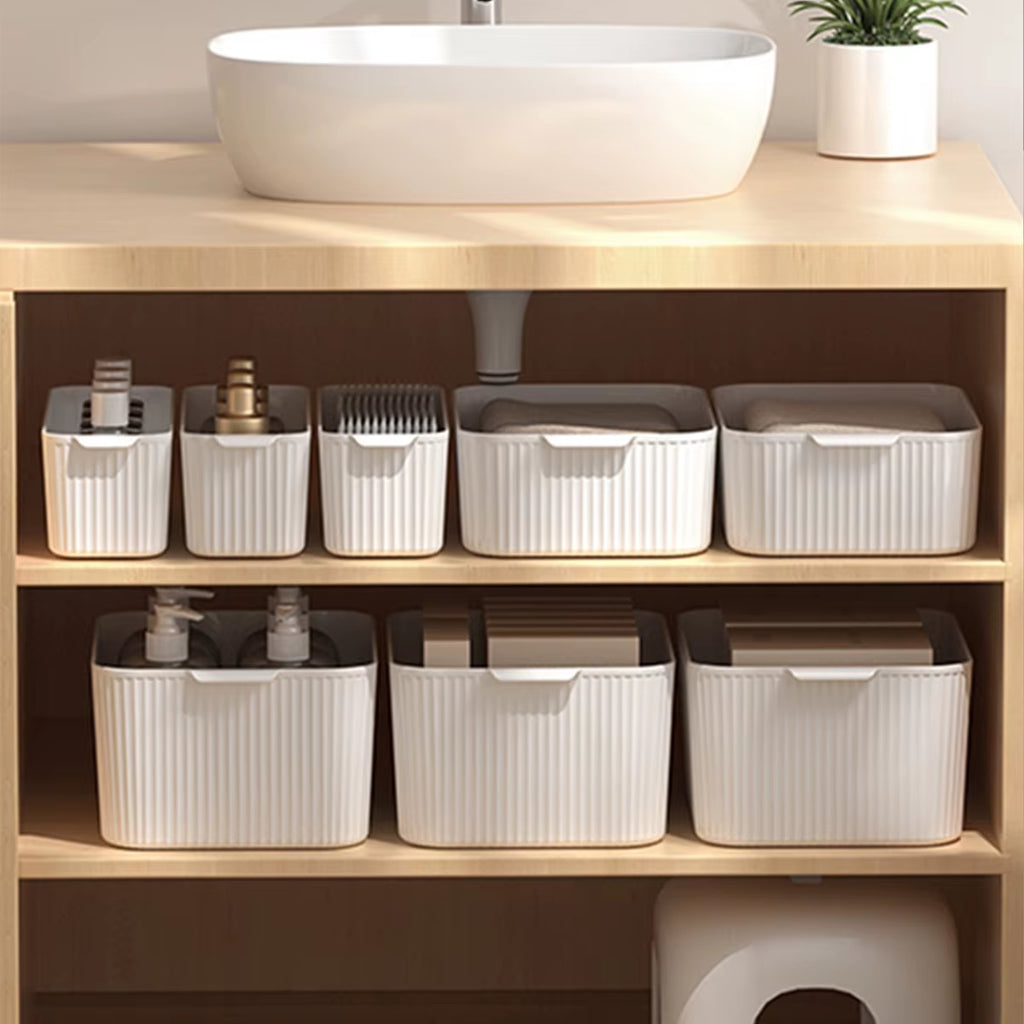 Bathroom Storage Box Makeup Organizer Plastic Desktop Cosmetics Organizer Multifunctional Toiletries Storage Basket