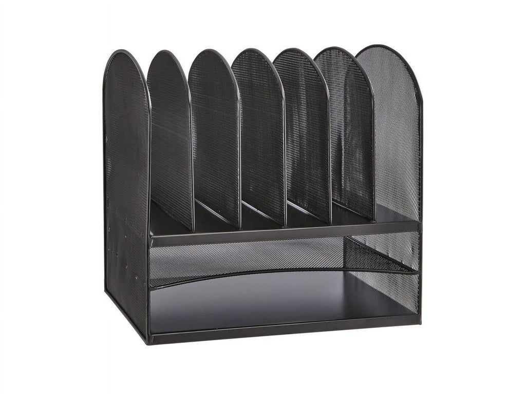 , Onyx 2 Horizontal/6 Upright Desk Organizer, 1 Each, Black