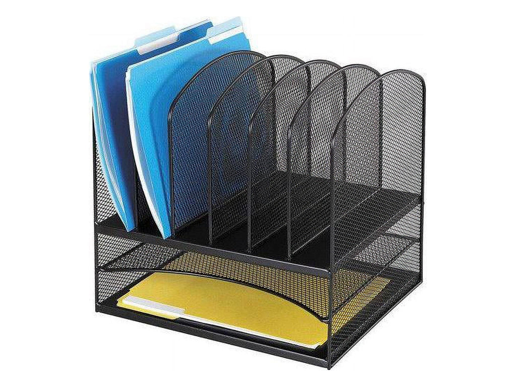 , Onyx 2 Horizontal/6 Upright Desk Organizer, 1 Each, Black