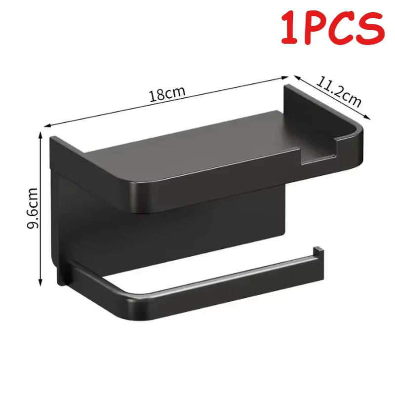 No-Drill Bathroom Toilet Paper Rack - Wall-Mounted Tissue Box Shelf, Household Storage for Toilet Organizer Bathroom Storage