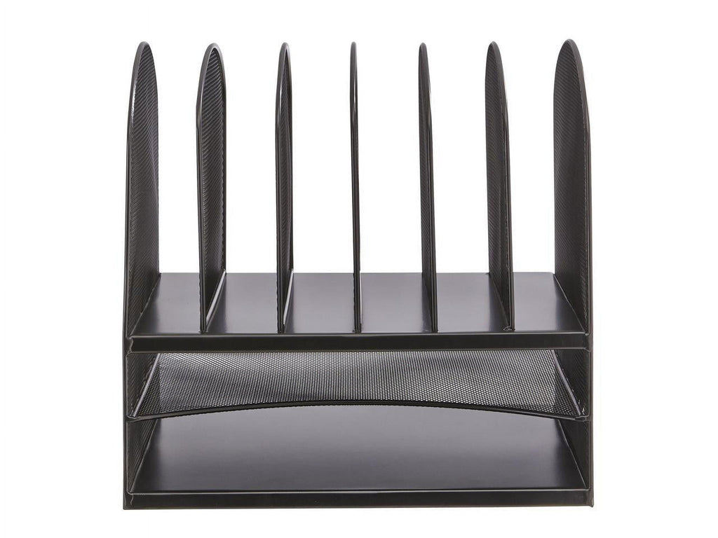 , Onyx 2 Horizontal/6 Upright Desk Organizer, 1 Each, Black